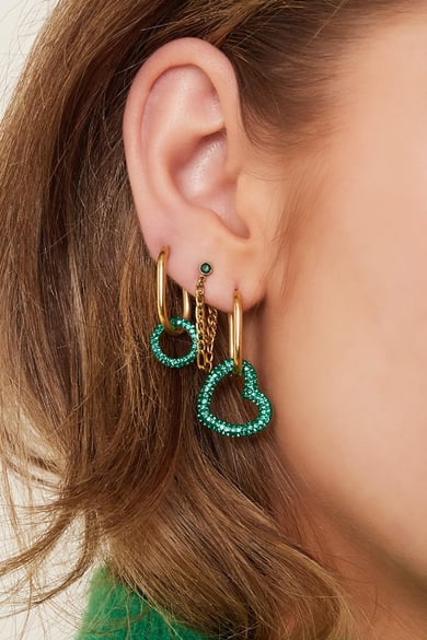 Pendientes doble cadena Color dorado Acero inoxidable h5 Imagen2